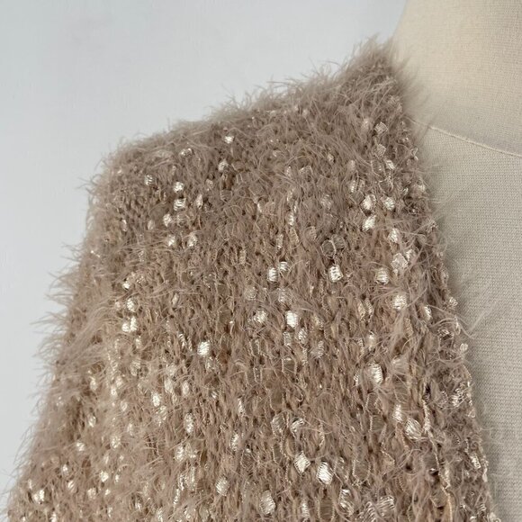 NWT Muche et Muchette Opa Rose Gold Fringed Textured Knit Cardigan Shawl OS - Picture 6 of 11